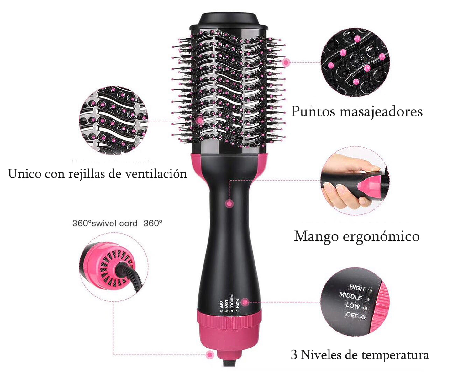 Cepillo Secador Voluminizador 3 En 1